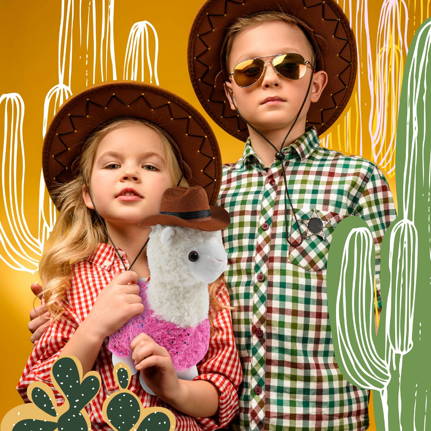 PLUSH - SPARKLE PINK LLAMA COWBOY DRESS UP