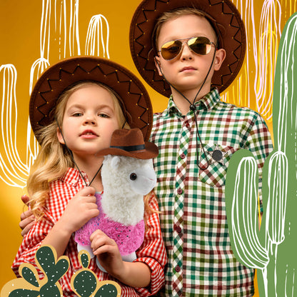 PLUSH - SPARKLE PINK LLAMA COWBOY DRESS UP