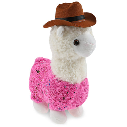 PLUSH - SPARKLE PINK LLAMA COWBOY DRESS UP