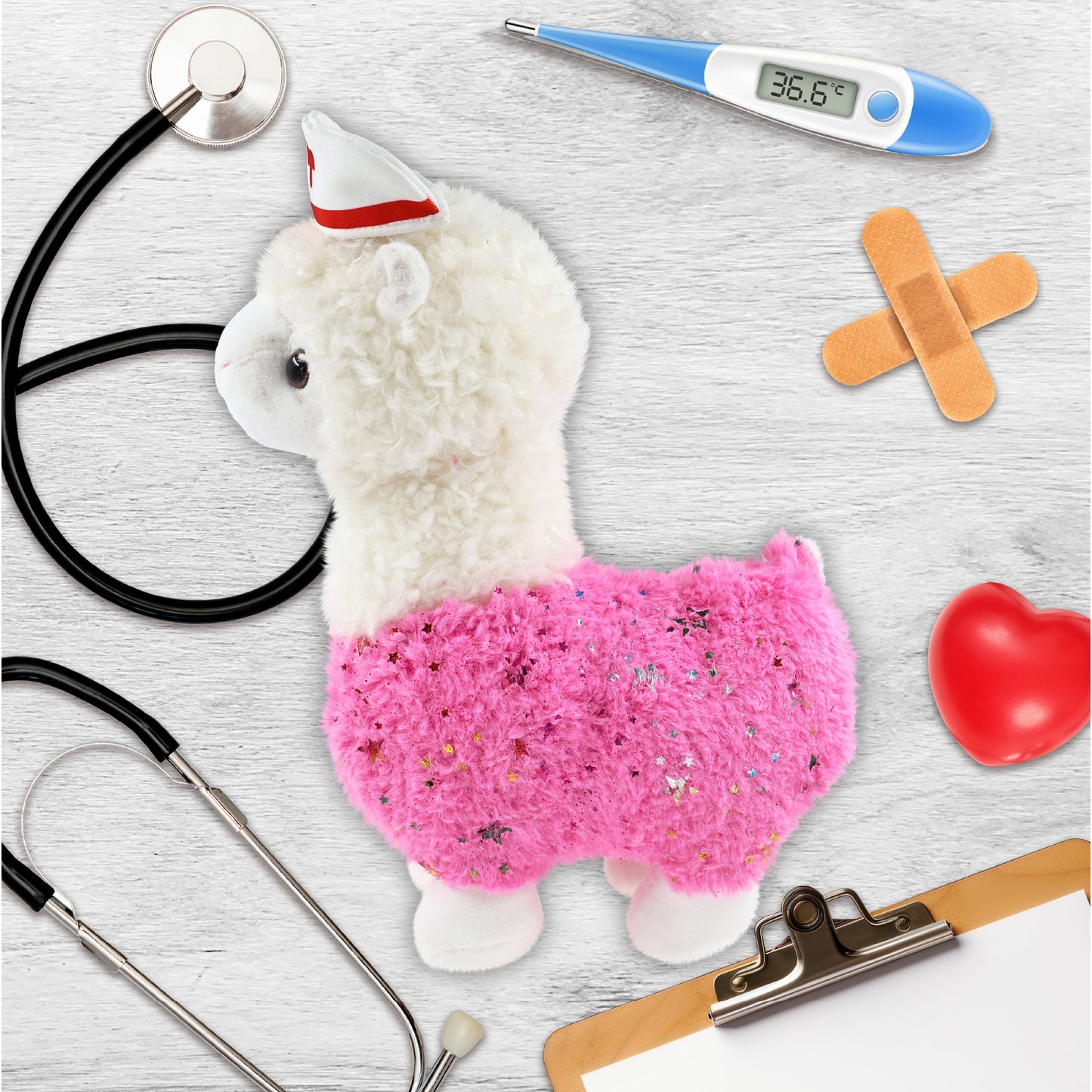PLUSH - SPARKLE PINK LLAMA NURSE