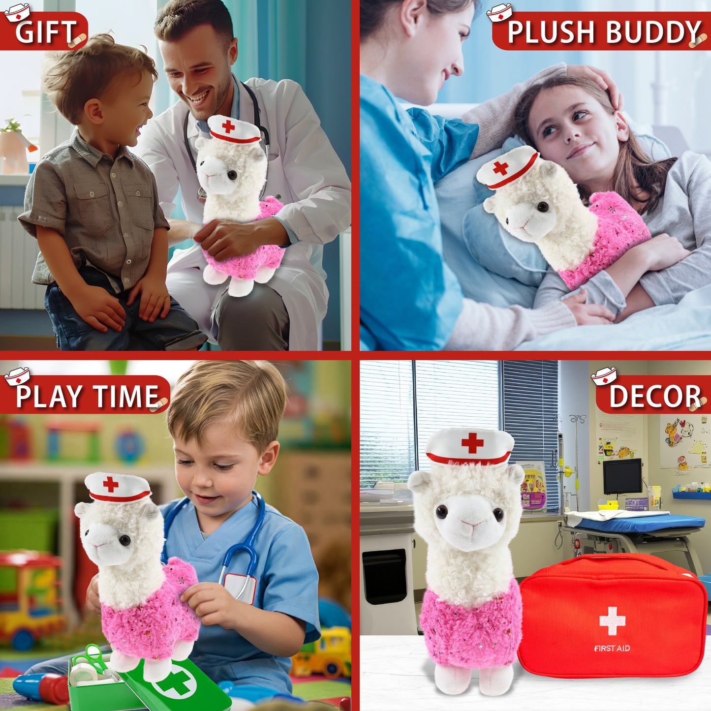 PLUSH - SPARKLE PINK LLAMA NURSE