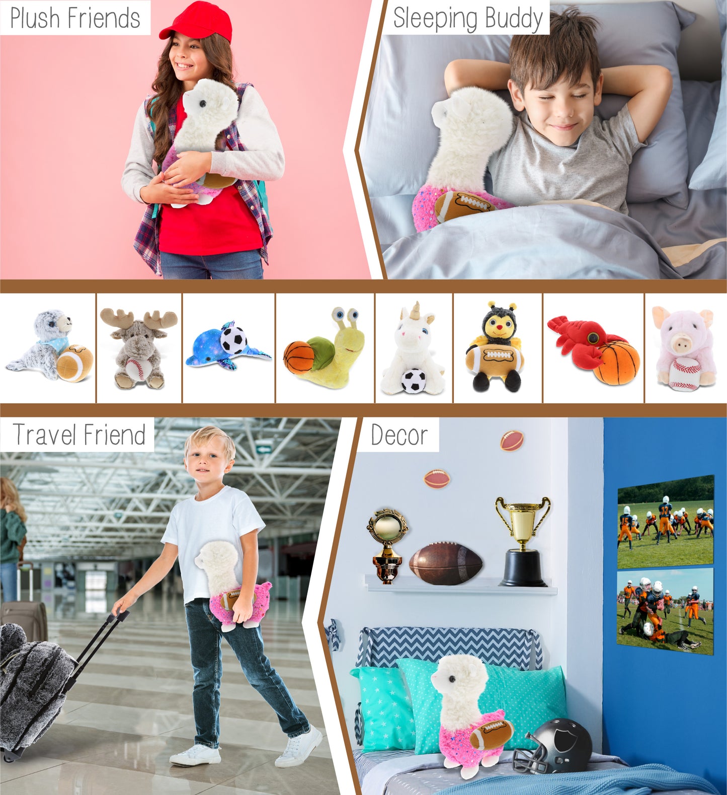 PLUSH - SPARKLE PINK LLAMA With Football Plush