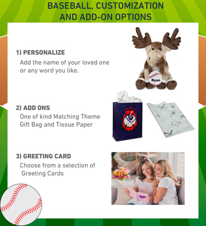 SUPER SOFT PLUSH - FOREST FLOPPY MOOSE 10.5" WITH BASEBALL PLUSH