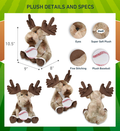 SUPER SOFT PLUSH - FOREST FLOPPY MOOSE 10.5" WITH BASEBALL PLUSH