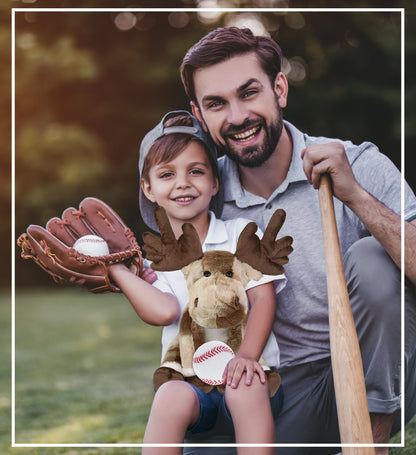 SUPER SOFT PLUSH - FOREST FLOPPY MOOSE 10.5" WITH BASEBALL PLUSH