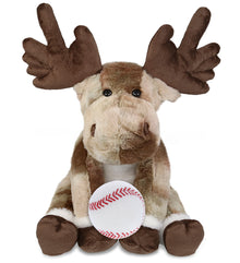 SUPER SOFT PLUSH - FOREST FLOPPY MOOSE 10.5" WITH BASEBALL PLUSH
