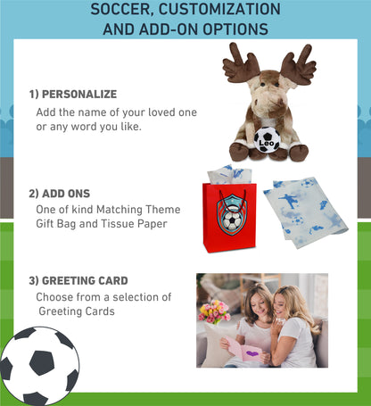 SUPER SOFT PLUSH - FOREST FLOPPY MOOSE 10.5" WITH SOCCER PLUSH