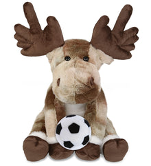 SUPER SOFT PLUSH - FOREST FLOPPY MOOSE 10.5" WITH SOCCER PLUSH