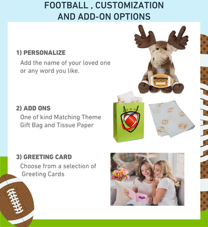 SUPER SOFT PLUSH - FOREST FLOPPY MOOSE 10.5" WITH FOOTBALL PLUSH
