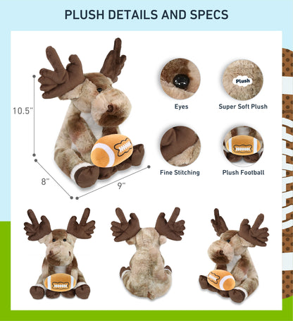 SUPER SOFT PLUSH - FOREST FLOPPY MOOSE 10.5" WITH FOOTBALL PLUSH