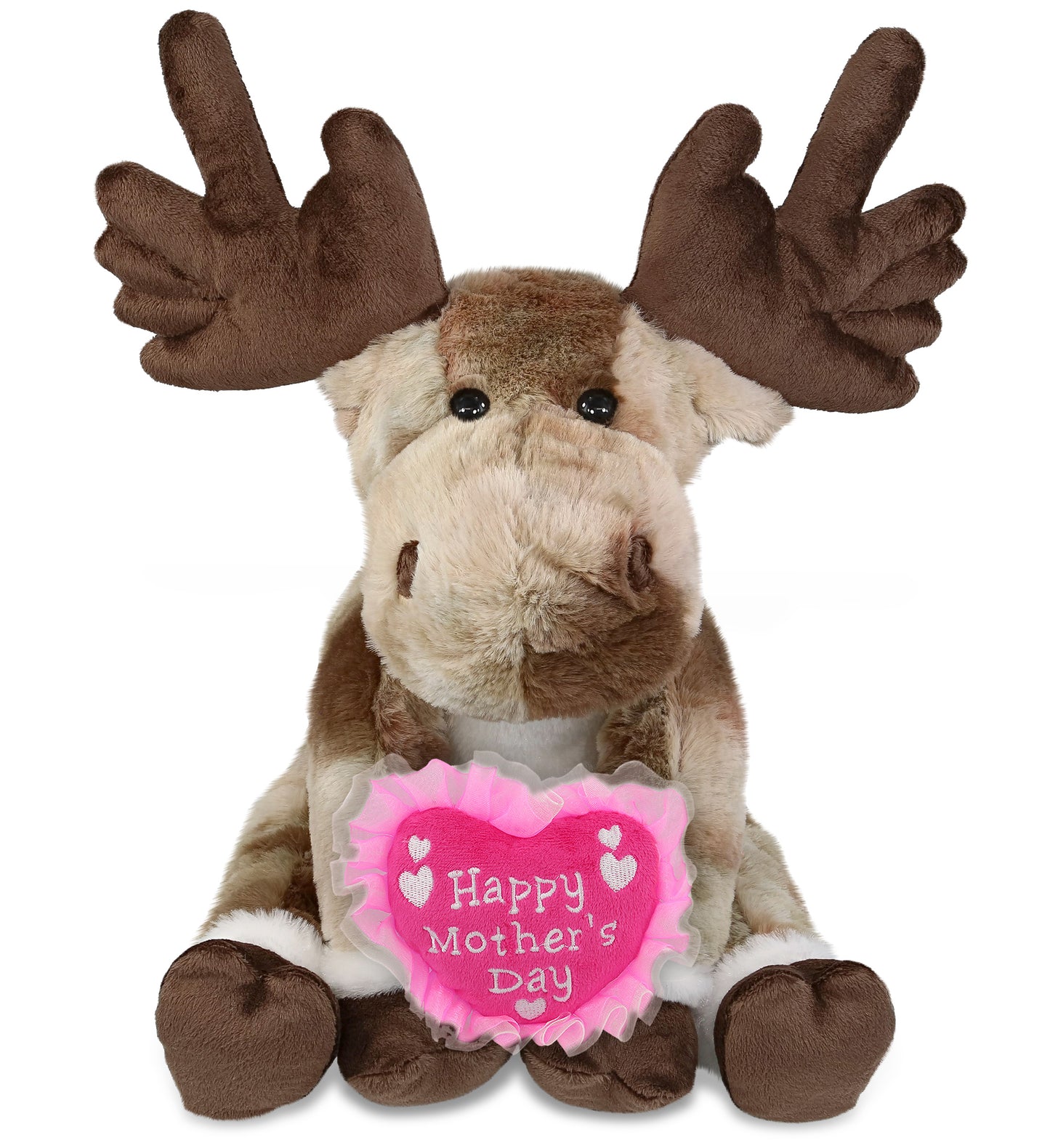 PLUSH MOTHERS DAY HEART - SUPER SOFT PLUSH - FOREST FLOPPY MOOSE 10.5"