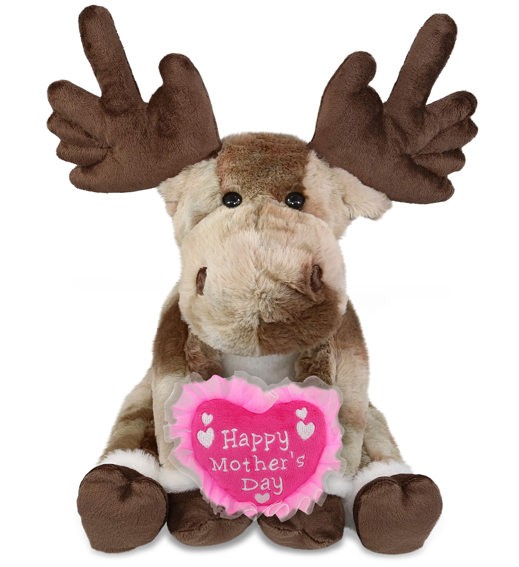PLUSH MOTHERS DAY HEART - SUPER SOFT PLUSH - FOREST FLOPPY MOOSE 10.5"