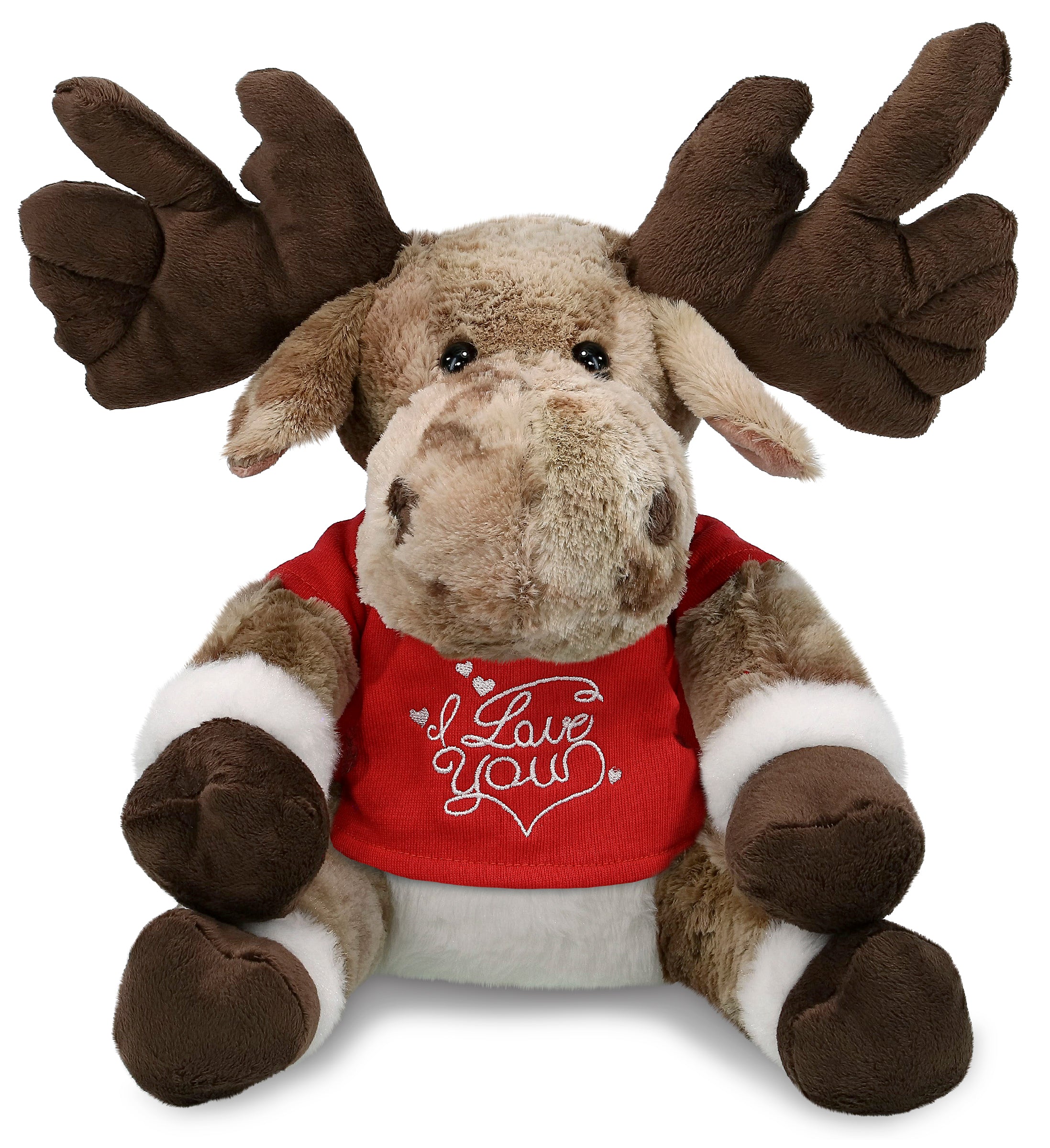 PLUSH I LOVE YOU RED SHIRT- SUPER SOFT PLUSH - FOREST FLOPPY MOOSE 10.5"