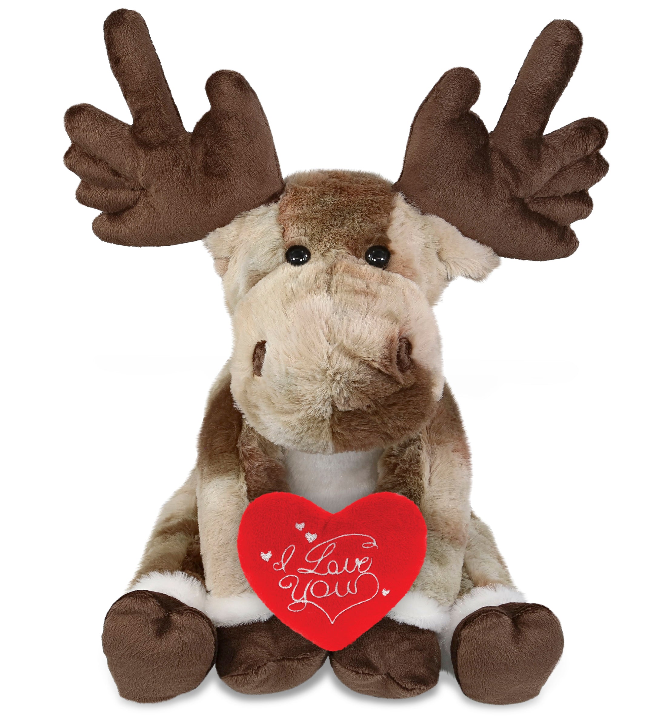 PLUSH I LOVE YOU RED HEART - SUPER SOFT PLUSH - FOREST FLOPPY MOOSE 10.5"