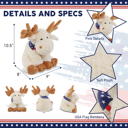 SUPER SOFT PLUSH - FANCY FLOPPY MOOSE 10.5" WITH USA BANDANA
