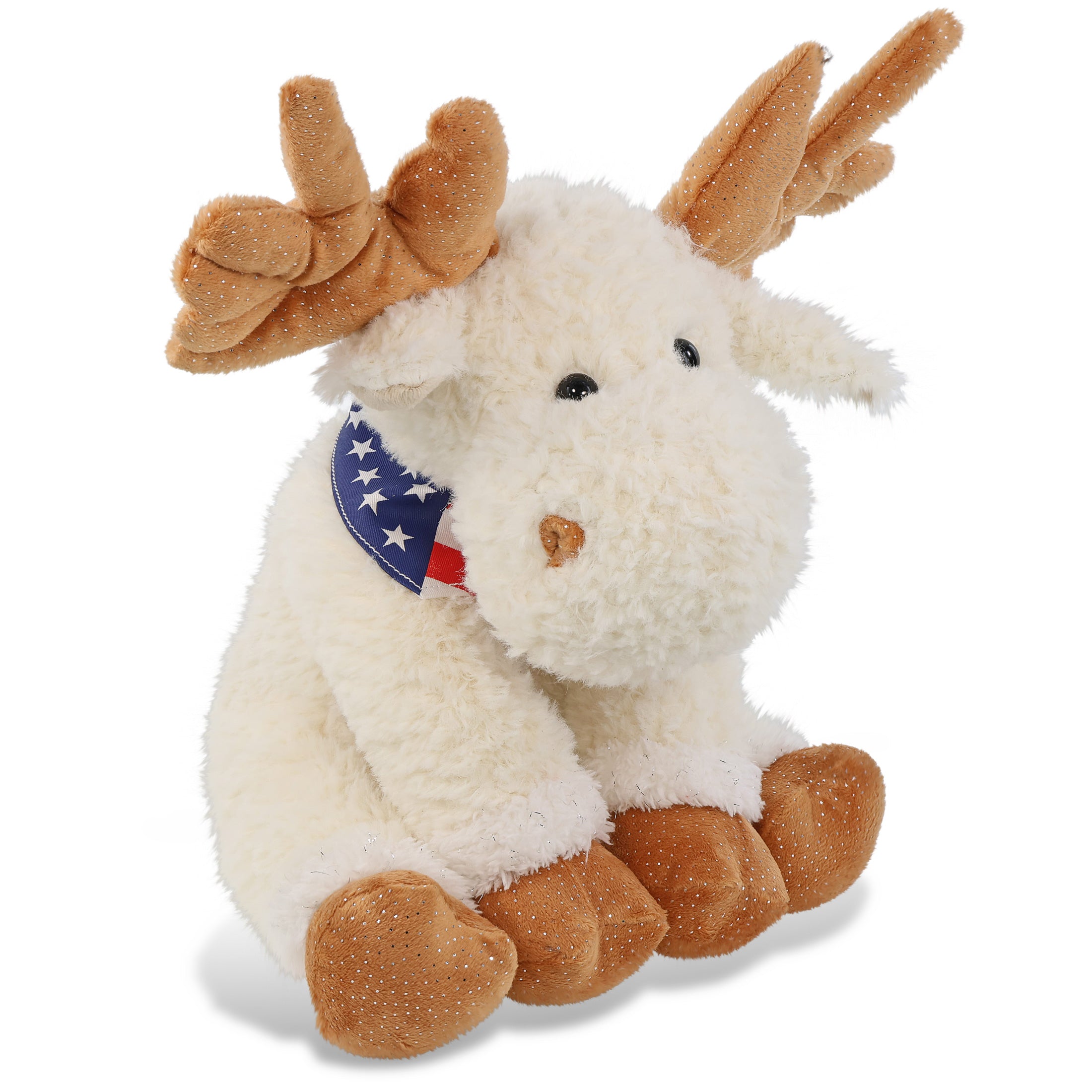 SUPER SOFT PLUSH - FANCY FLOPPY MOOSE 10.5" WITH USA BANDANA