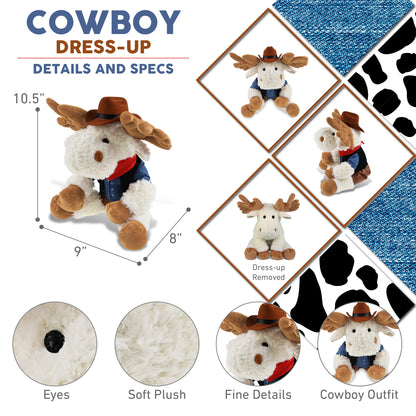 SUPER SOFT PLUSH - FANCY FLOPPY MOOSE 10.5" COWBOY DRESS UP