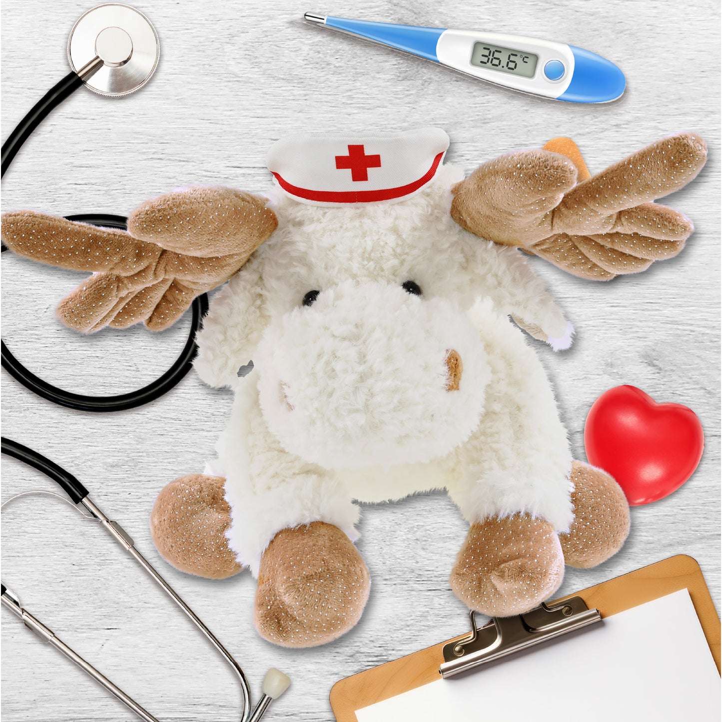 SUPER SOFT PLUSH - FANCY FLOPPY MOOSE 10.5" NURSE