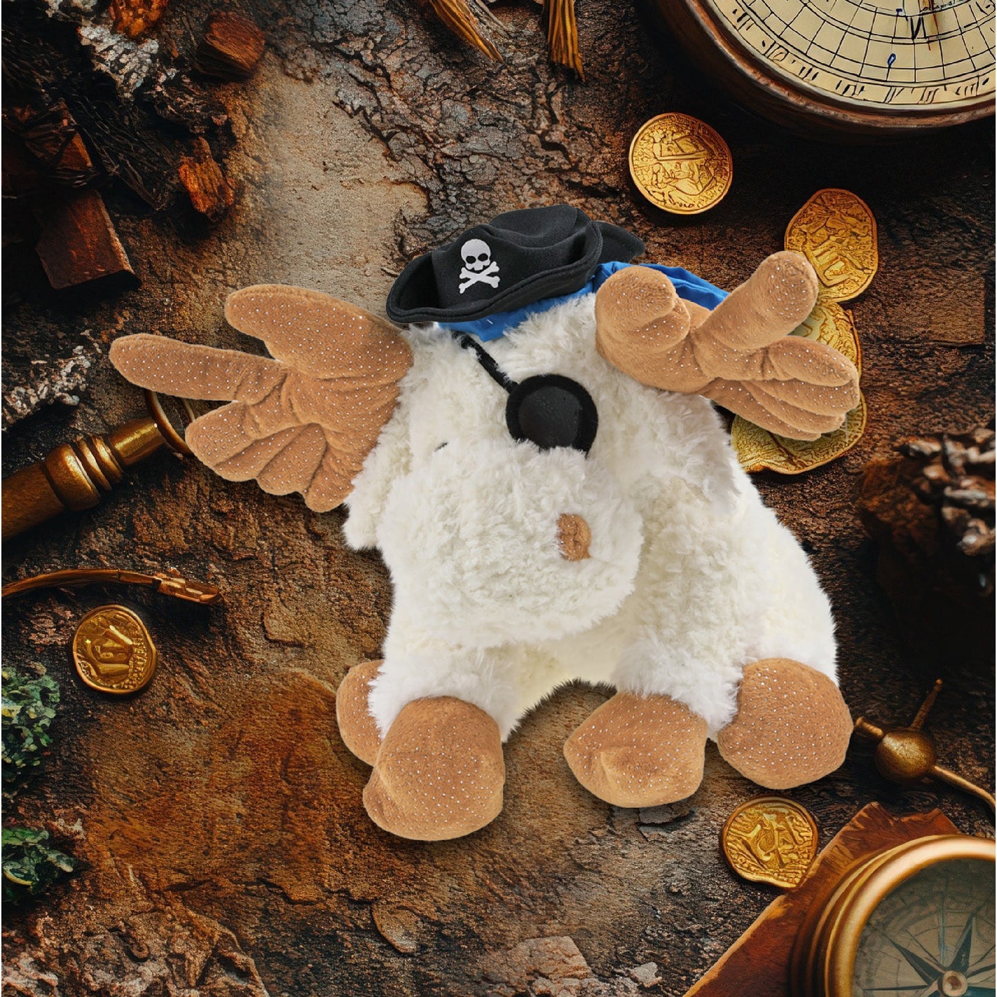 SUPER SOFT PLUSH - FANCY FLOPPY MOOSE 10.5" PIRATE DRESS UP