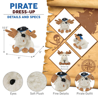 SUPER SOFT PLUSH - FANCY FLOPPY MOOSE 10.5" PIRATE DRESS UP