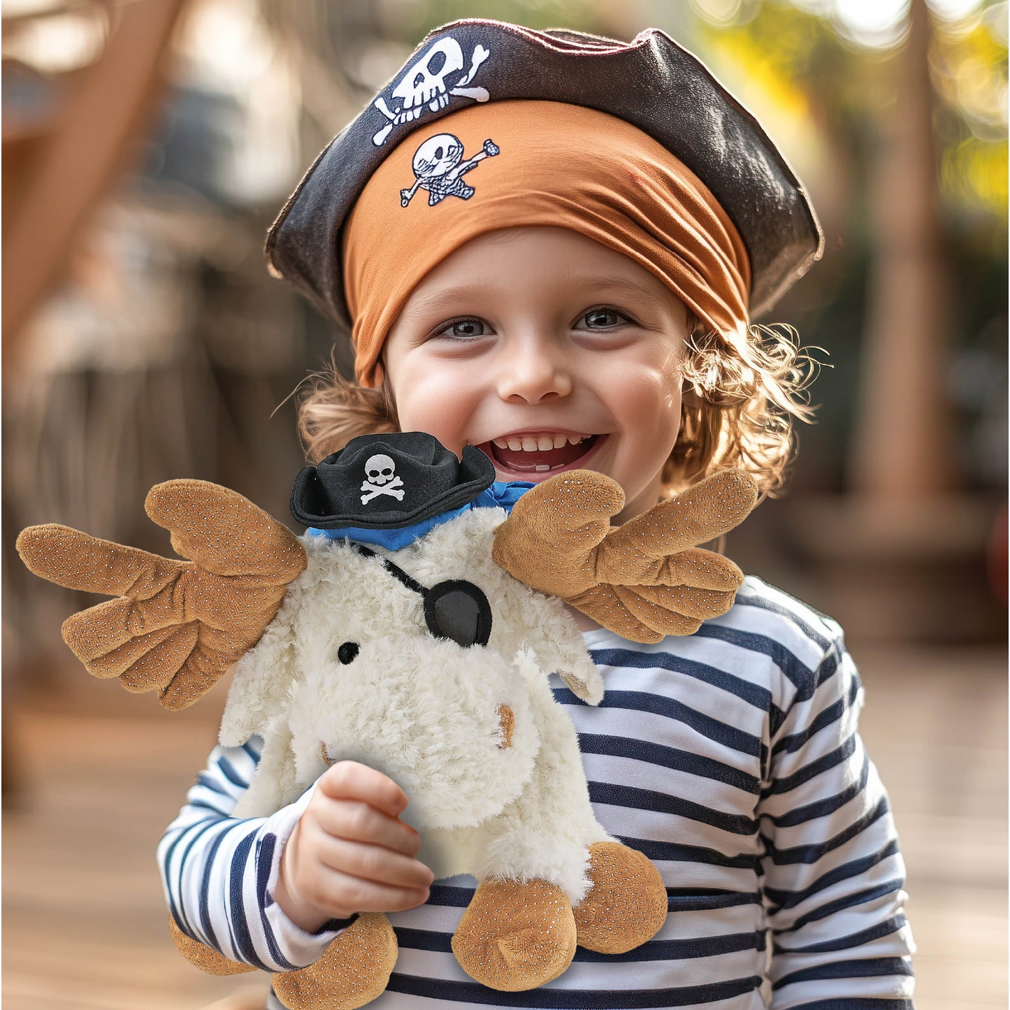 SUPER SOFT PLUSH - FANCY FLOPPY MOOSE 10.5" PIRATE DRESS UP