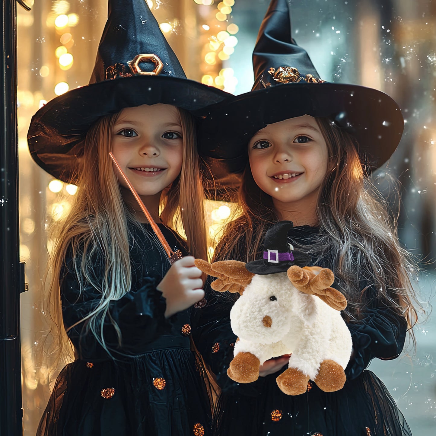 SUPER SOFT PLUSH - FANCY FLOPPY MOOSE 10.5" WITCH DRESS UP