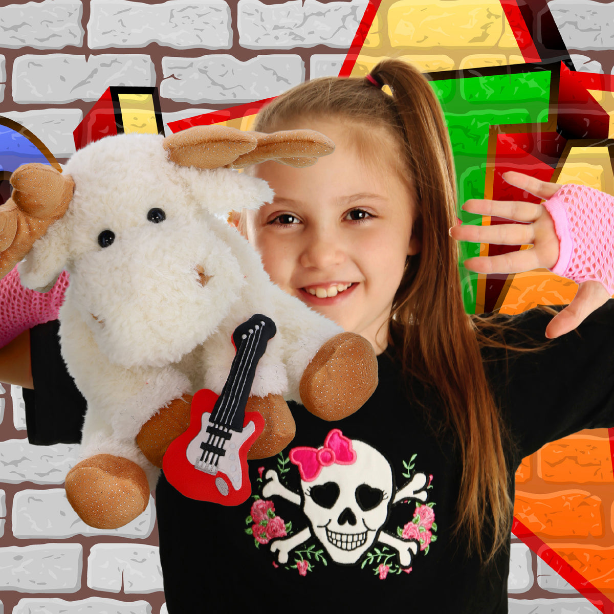 SUPER SOFT PLUSH - FANCY FLOPPY MOOSE 10.5" WITH GUITAR ADD ON