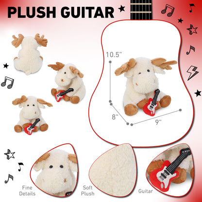 SUPER SOFT PLUSH - FANCY FLOPPY MOOSE 10.5" WITH GUITAR ADD ON