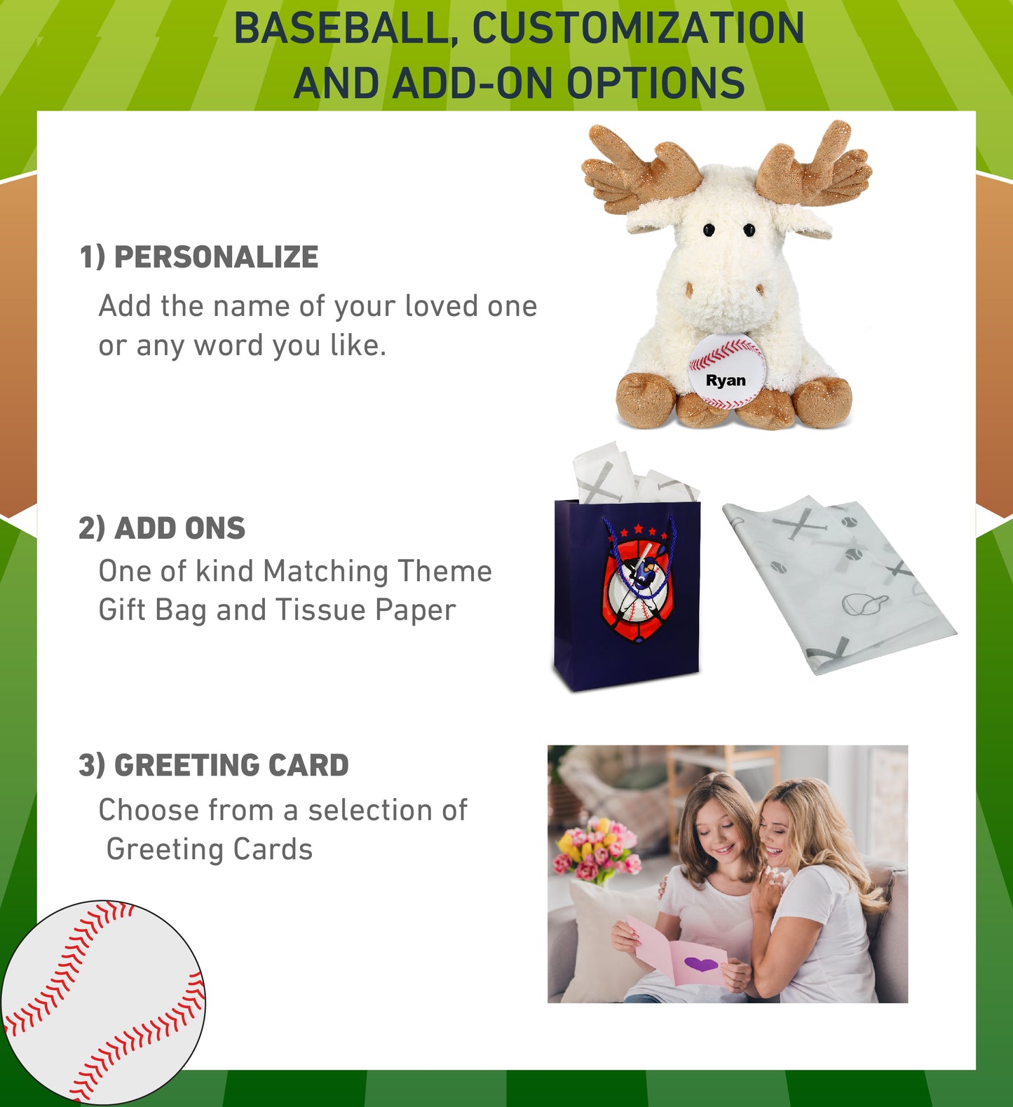 SUPER SOFT PLUSH - FANCY FLOPPY MOOSE 10.5" WITH BASEBALL PLUSH
