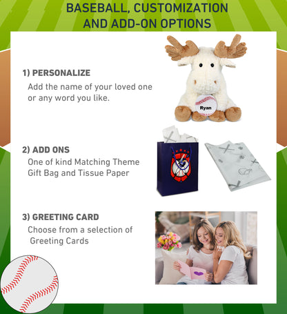 SUPER SOFT PLUSH - FANCY FLOPPY MOOSE 10.5" WITH BASEBALL PLUSH