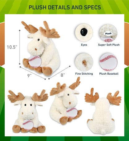 SUPER SOFT PLUSH - FANCY FLOPPY MOOSE 10.5" WITH BASEBALL PLUSH