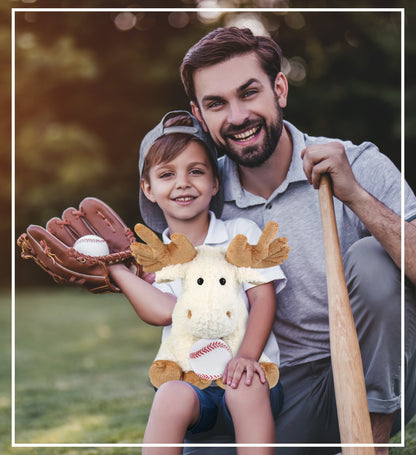 SUPER SOFT PLUSH - FANCY FLOPPY MOOSE 10.5" WITH BASEBALL PLUSH