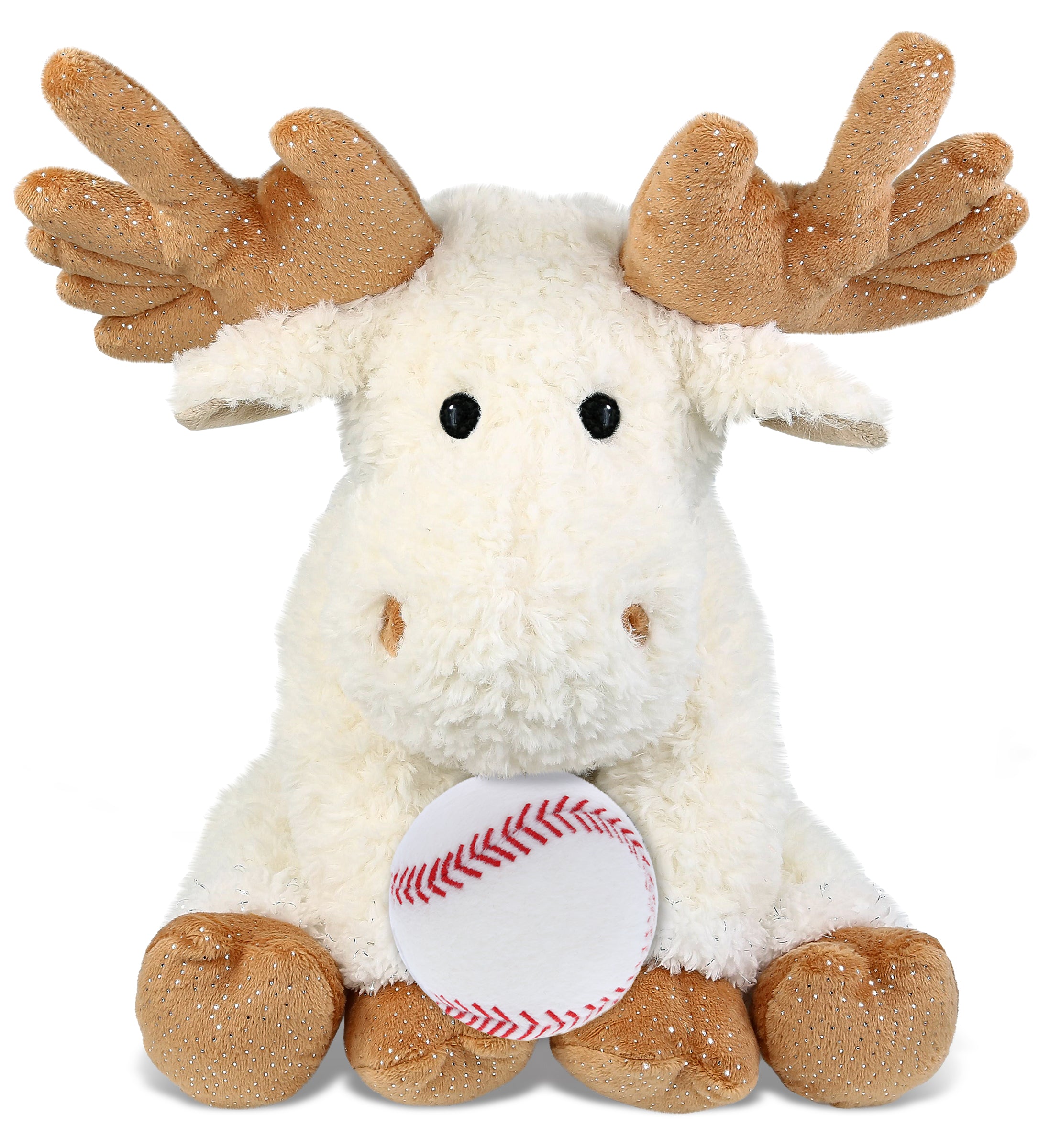 SUPER SOFT PLUSH - FANCY FLOPPY MOOSE 10.5" WITH BASEBALL PLUSH
