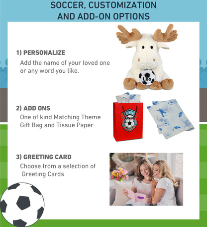 SUPER SOFT PLUSH - FANCY FLOPPY MOOSE 10.5" WITH SOCCER PLUSH