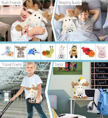 SUPER SOFT PLUSH - FANCY FLOPPY MOOSE 10.5" WITH SOCCER PLUSH