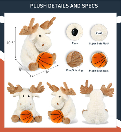 SUPER SOFT PLUSH - FANCY FLOPPY MOOSE 10.5" WITH BASKETBALL PLUSH