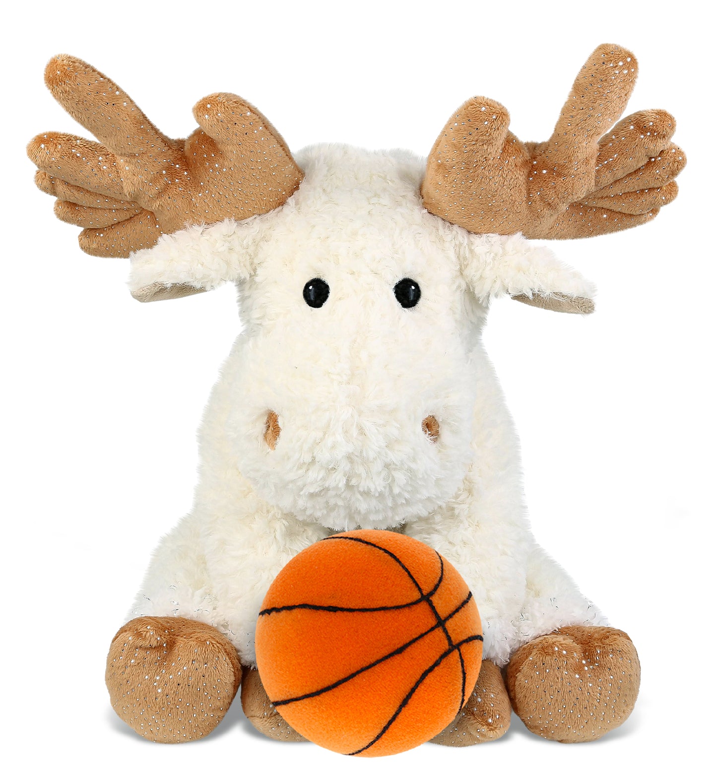 SUPER SOFT PLUSH - FANCY FLOPPY MOOSE 10.5" WITH BASKETBALL PLUSH