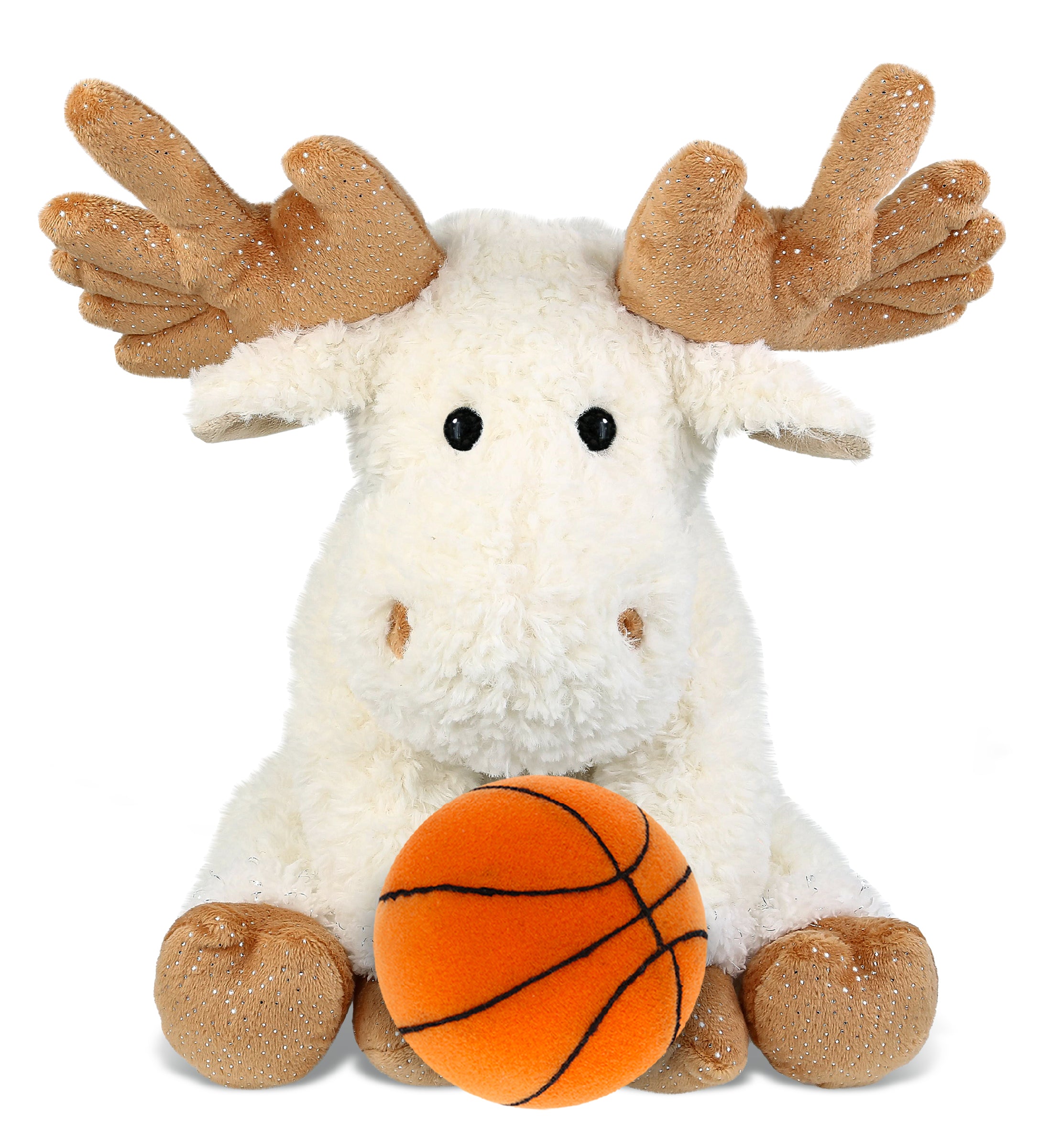 SUPER SOFT PLUSH - FANCY FLOPPY MOOSE 10.5" WITH BASKETBALL PLUSH