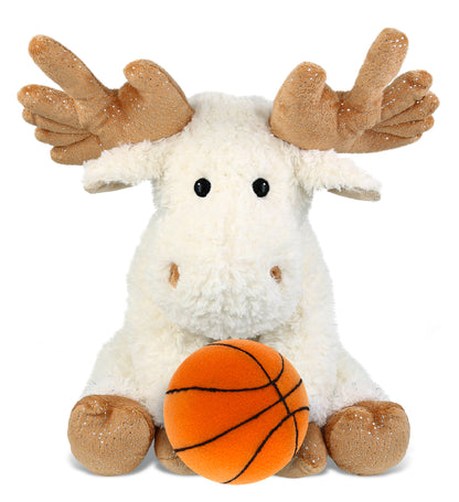 SUPER SOFT PLUSH - FANCY FLOPPY MOOSE 10.5" WITH BASKETBALL PLUSH