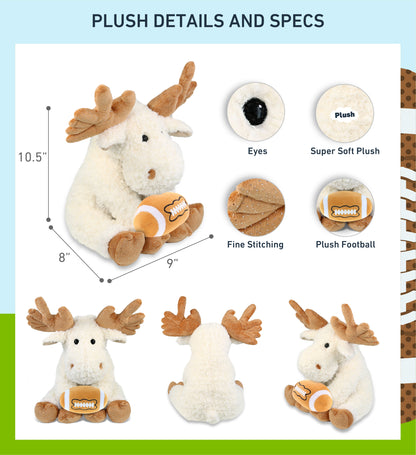 SUPER SOFT PLUSH - FANCY FLOPPY MOOSE 10.5" WITH FOOTBALL PLUSH