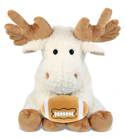 SUPER SOFT PLUSH - FANCY FLOPPY MOOSE 10.5" WITH FOOTBALL PLUSH