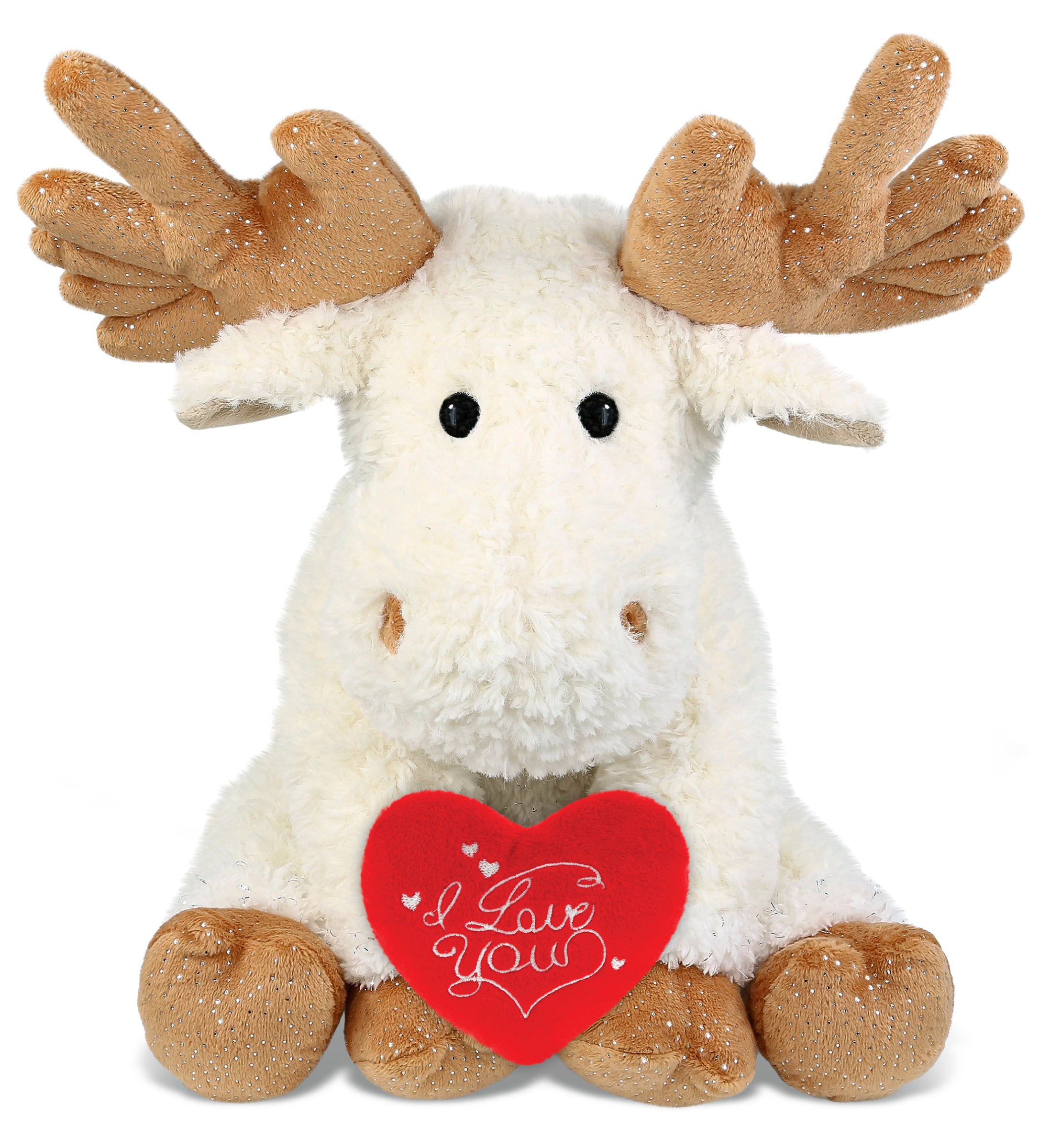 PLUSH I LOVE YOU RED HEART - SUPER SOFT PLUSH - FANCY FLOPPY MOOSE 10.5"
