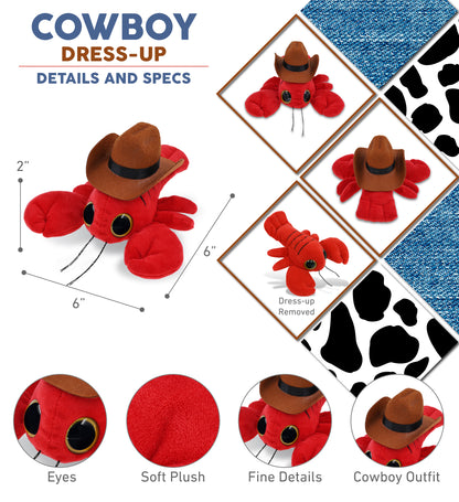 BIG EYE 6" PLUSH - LOBSTER COWBOY DRESS UP