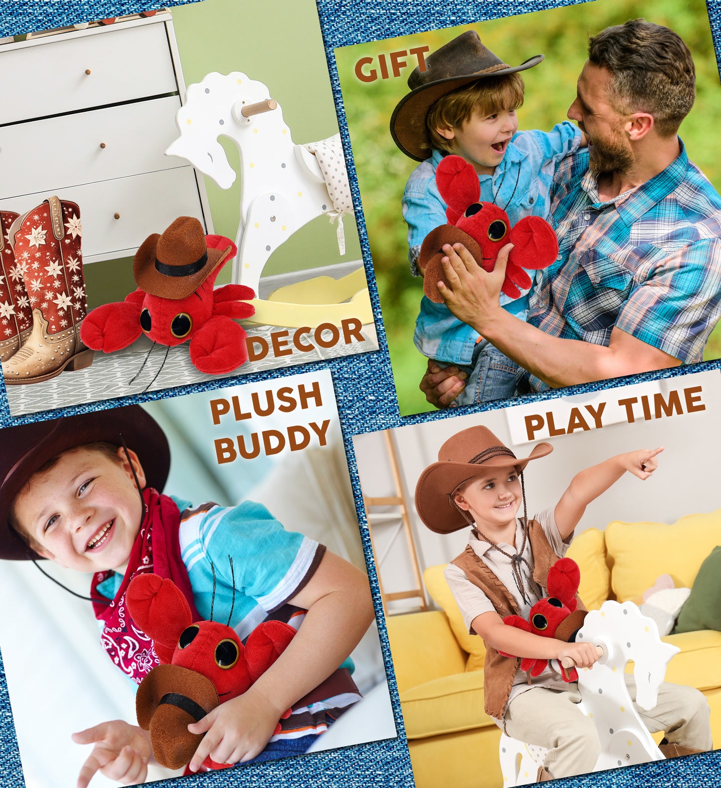 BIG EYE 6" PLUSH - LOBSTER COWBOY DRESS UP