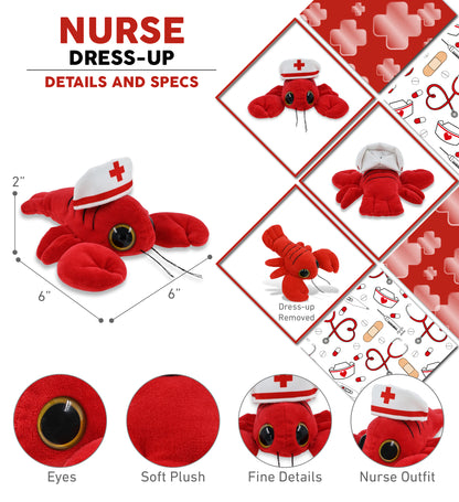 BIG EYE 6" PLUSH - LOBSTER With NURSE Dress-Up