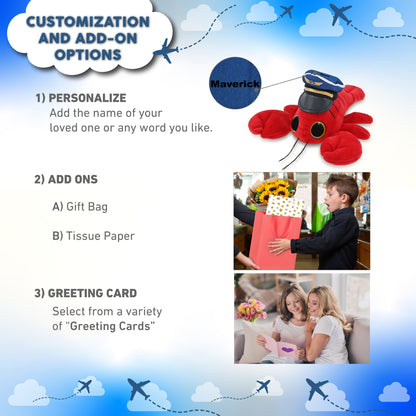 BIG EYE 6" PLUSH - LOBSTER WITH PILOT DRESS UP