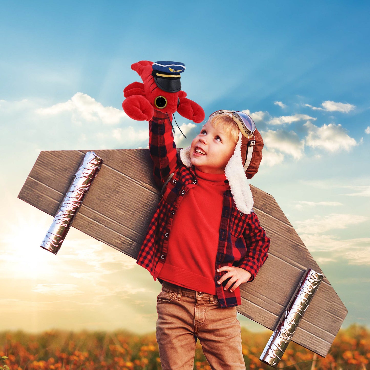 BIG EYE 6" PLUSH - LOBSTER WITH PILOT DRESS UP