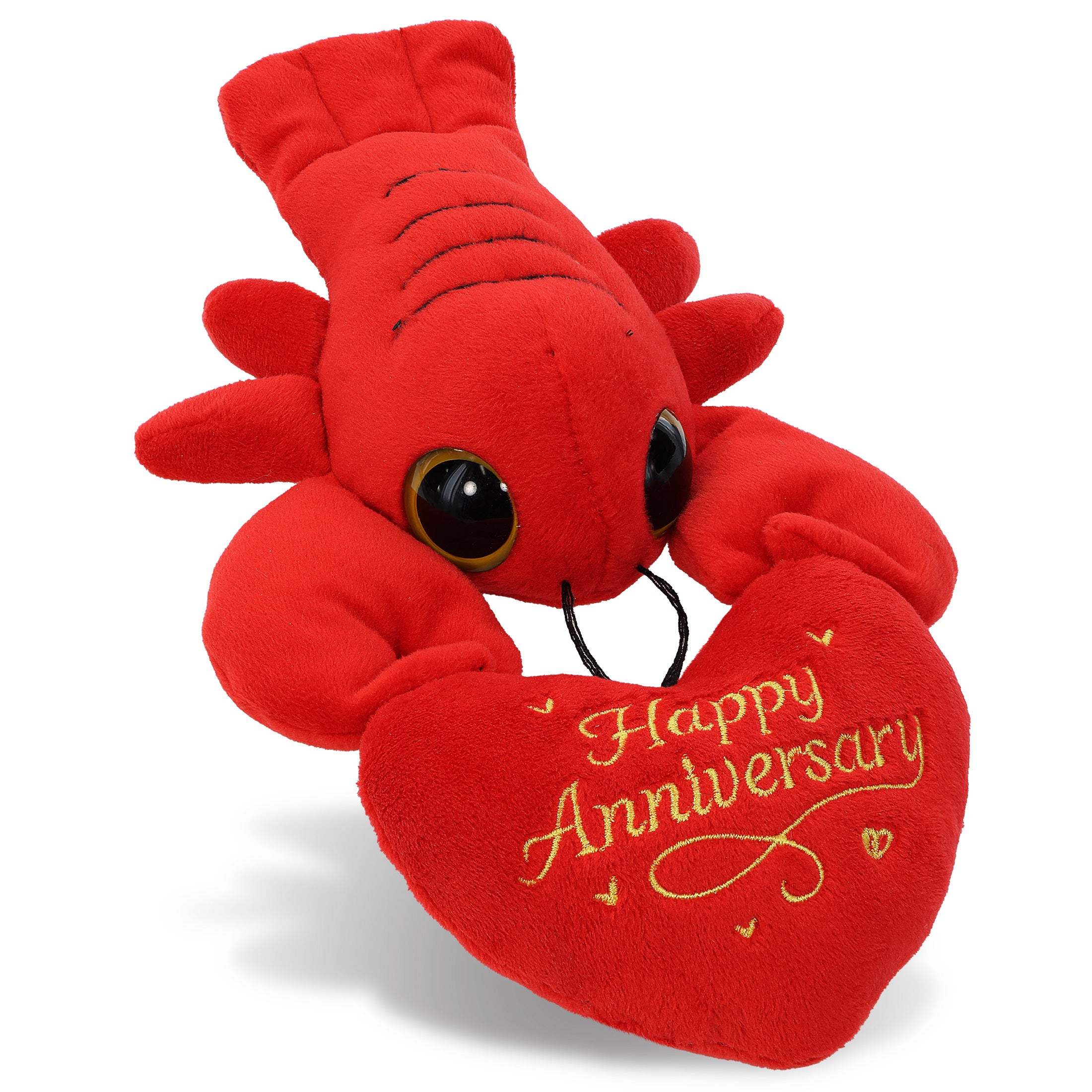 BIG EYE 6" PLUSH - LOBSTER WITH HAPPY ANNIVERSARY HEART