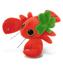 DolliBu Big Eye Red Lobster Stuffed Animal with Green Plush Shamrock - 6 Inches