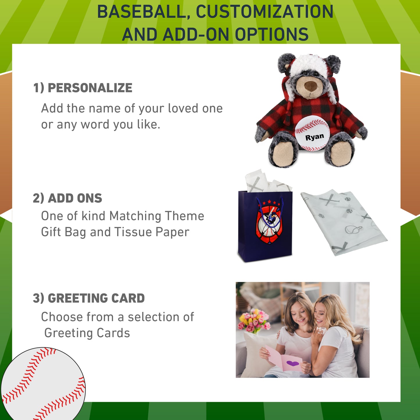 SUPER SOFT PLUSH - RED PLAID OUTFIT - BLACK BEAR with Baseball Plush